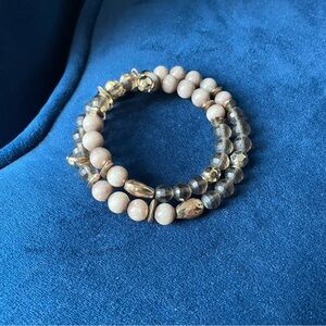 Beaded Wrap Bracelet in Gold and Brown